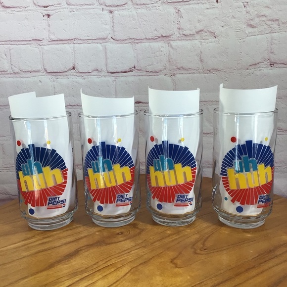 Vintage Diet Pepsi Uh Huh You Got the Right One Baby Drinking Glasses - Set of 4 - Picture 3 of 8
